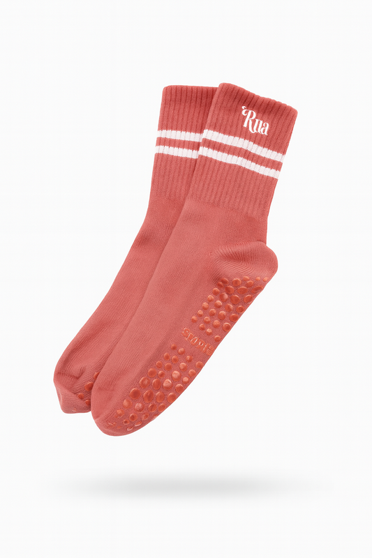 Calcetines Rosados con Raya Blanca