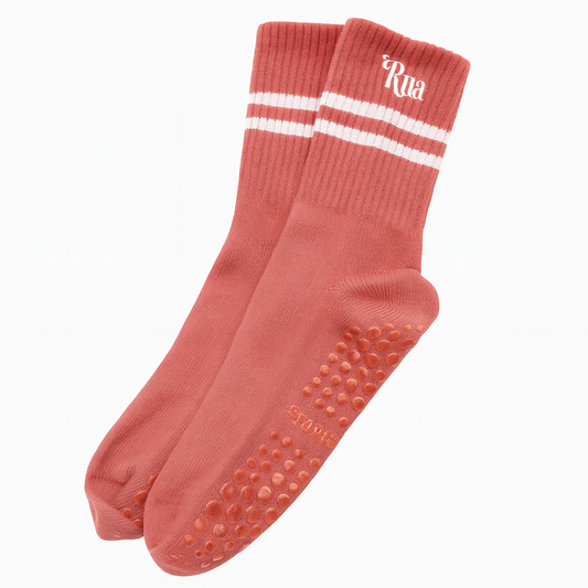 Calcetines Rosados con Raya Blanca