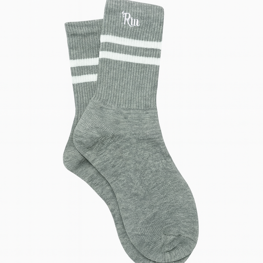 Calcetines Grises con Raya Blanca
