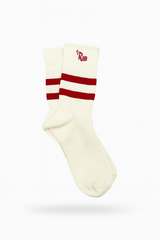 Calcetines Blancos con Raya Roja