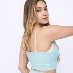 Top Dual Celeste con Blanco