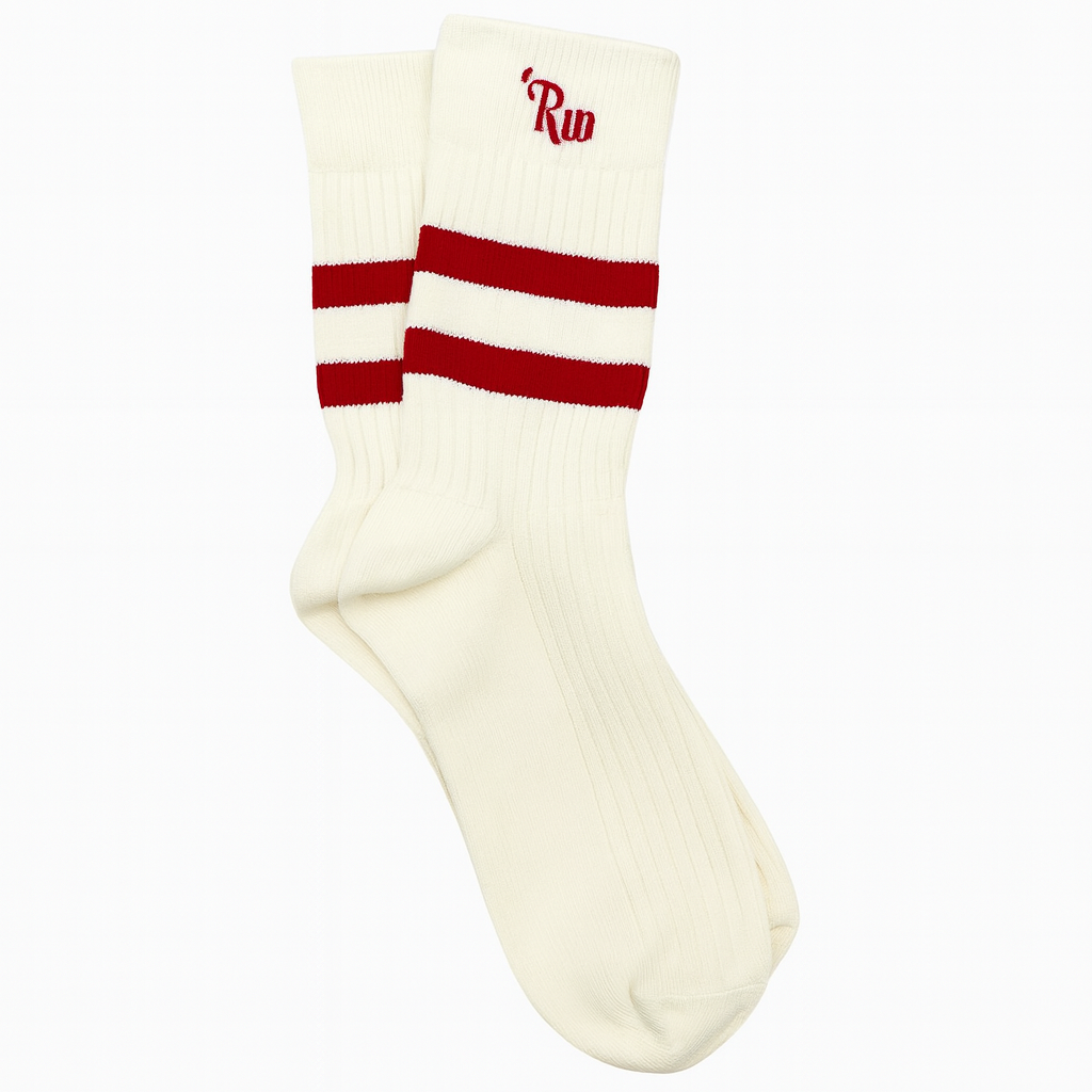 Calcetines Blancos con Raya Roja